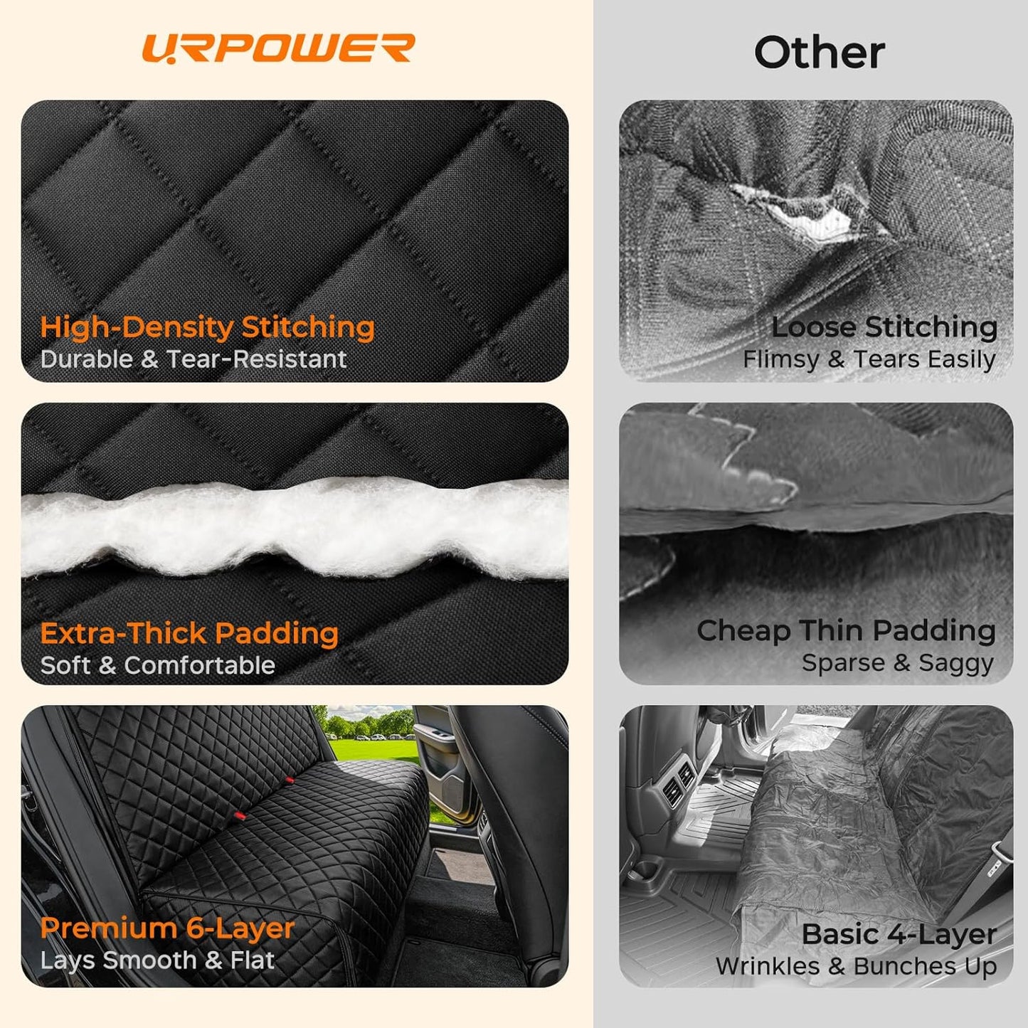 100% Waterproof Pet Seat Cover Car Seat Cover for Pets - Scratch Proof & Nonslip Backing & Hammock, Quilted, Padded, Durable Pet Seat Covers for Cars Trucks and Suvs